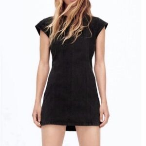 Zara Classic Black Cap-Sleeve Mini Dress